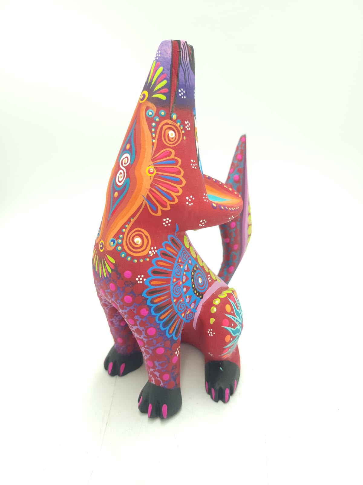 Oaxacan Wood Carving Mexican Folk Art Hand Made, Coyote By Cesar Melchor Ojeda PP9440