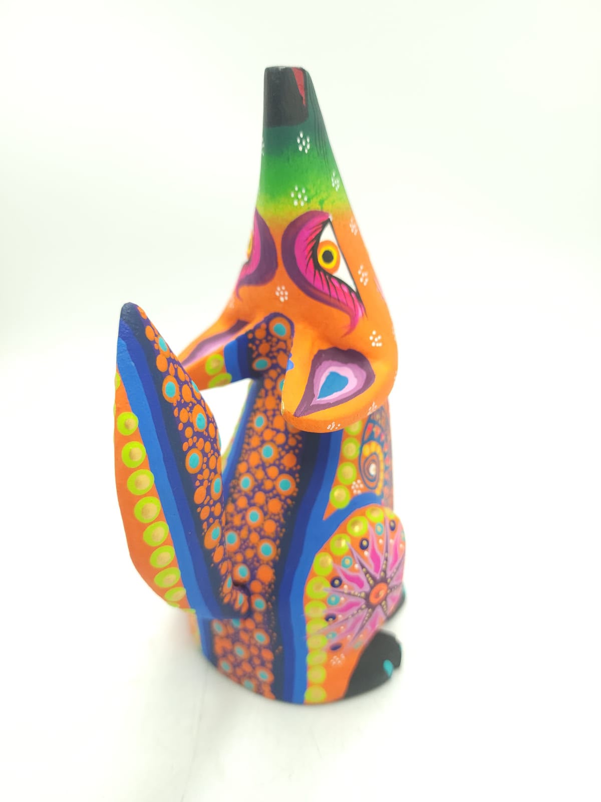 Oaxacan Wood Carving Mexican Folk Art Hand Made, Coyote By Cesar Melchor Ojeda PP9443