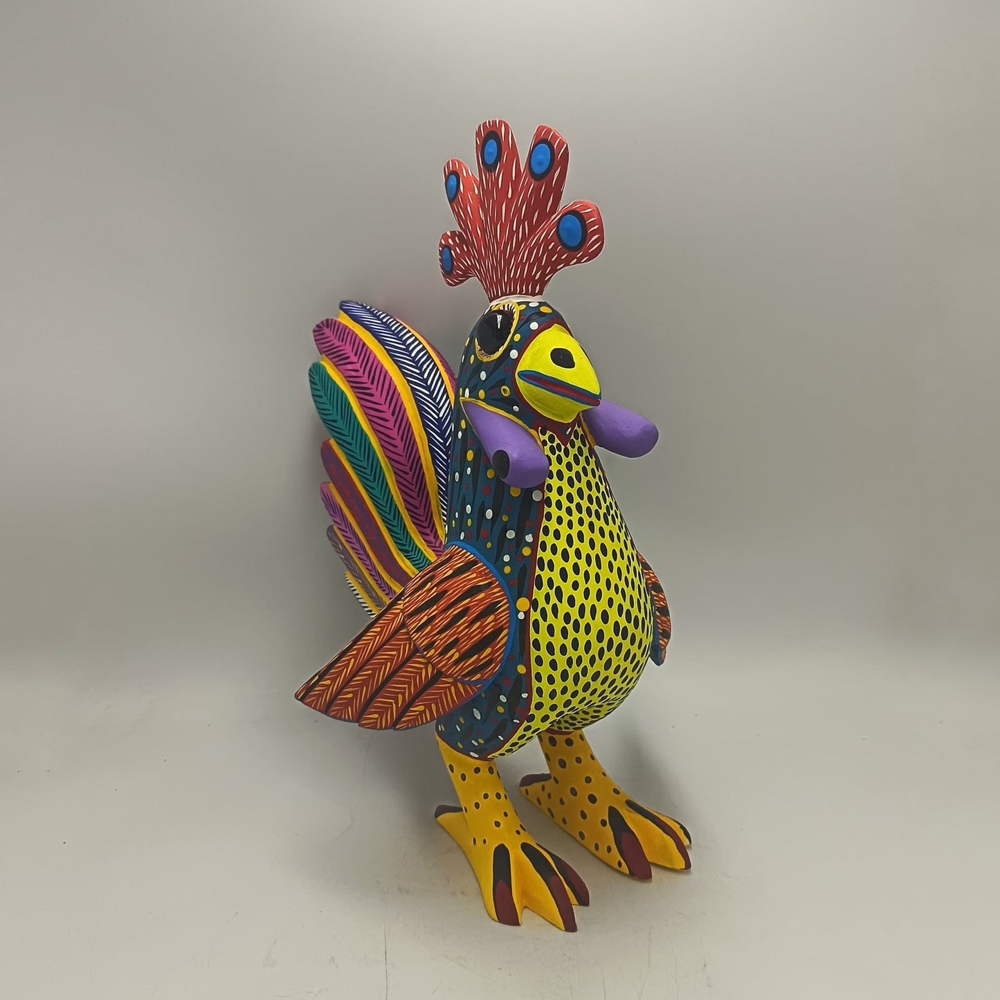 Oaxacan Wood Carving Rooster By Arsenio Morales PP9478
