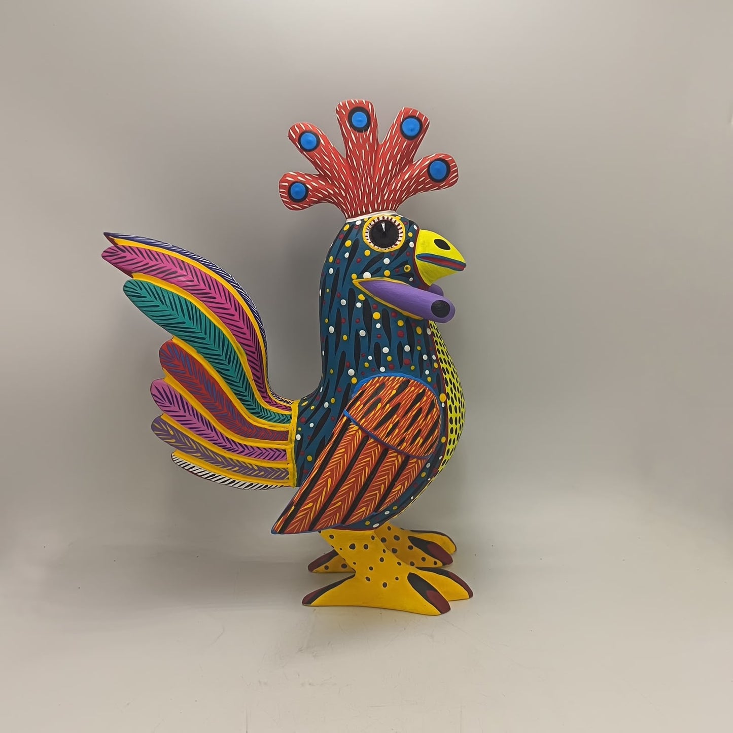 Oaxacan Wood Carving Rooster By Arsenio Morales PP9478