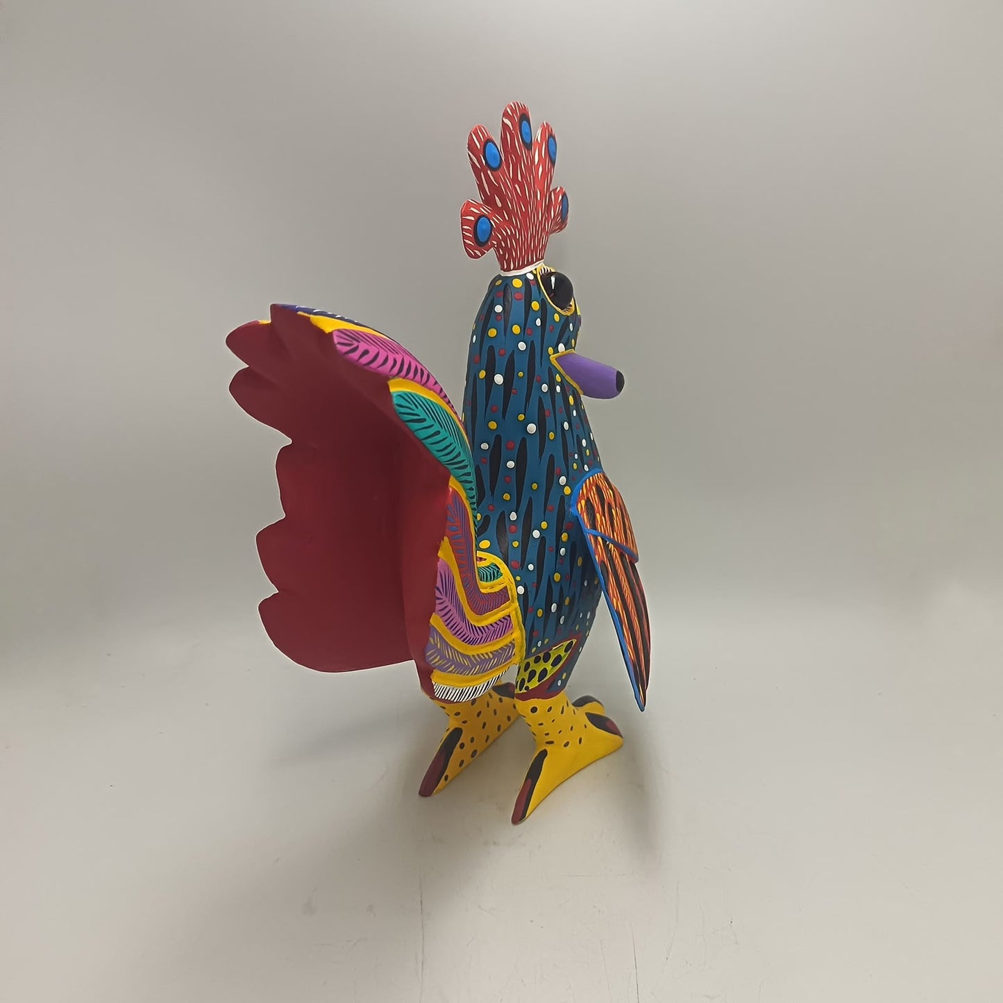 Oaxacan Wood Carving Rooster By Arsenio Morales PP9478