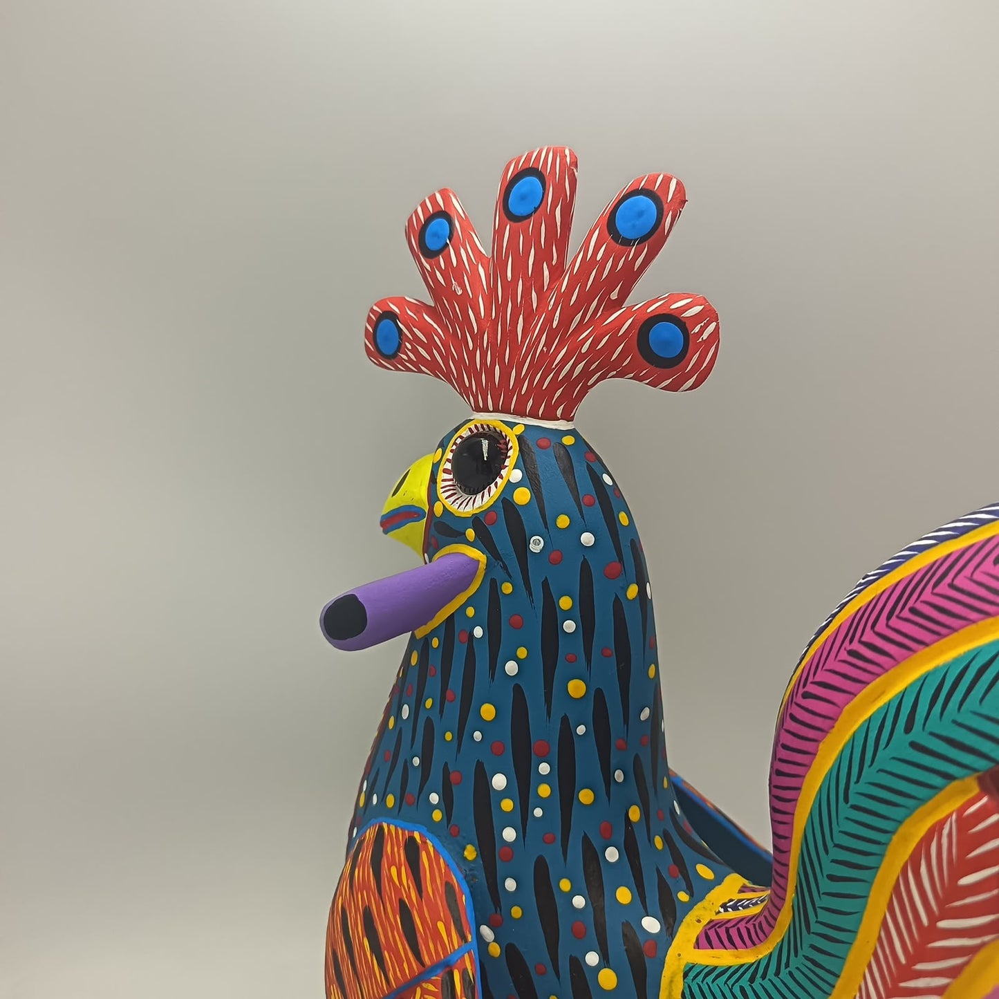 Oaxacan Wood Carving Rooster By Arsenio Morales PP9478