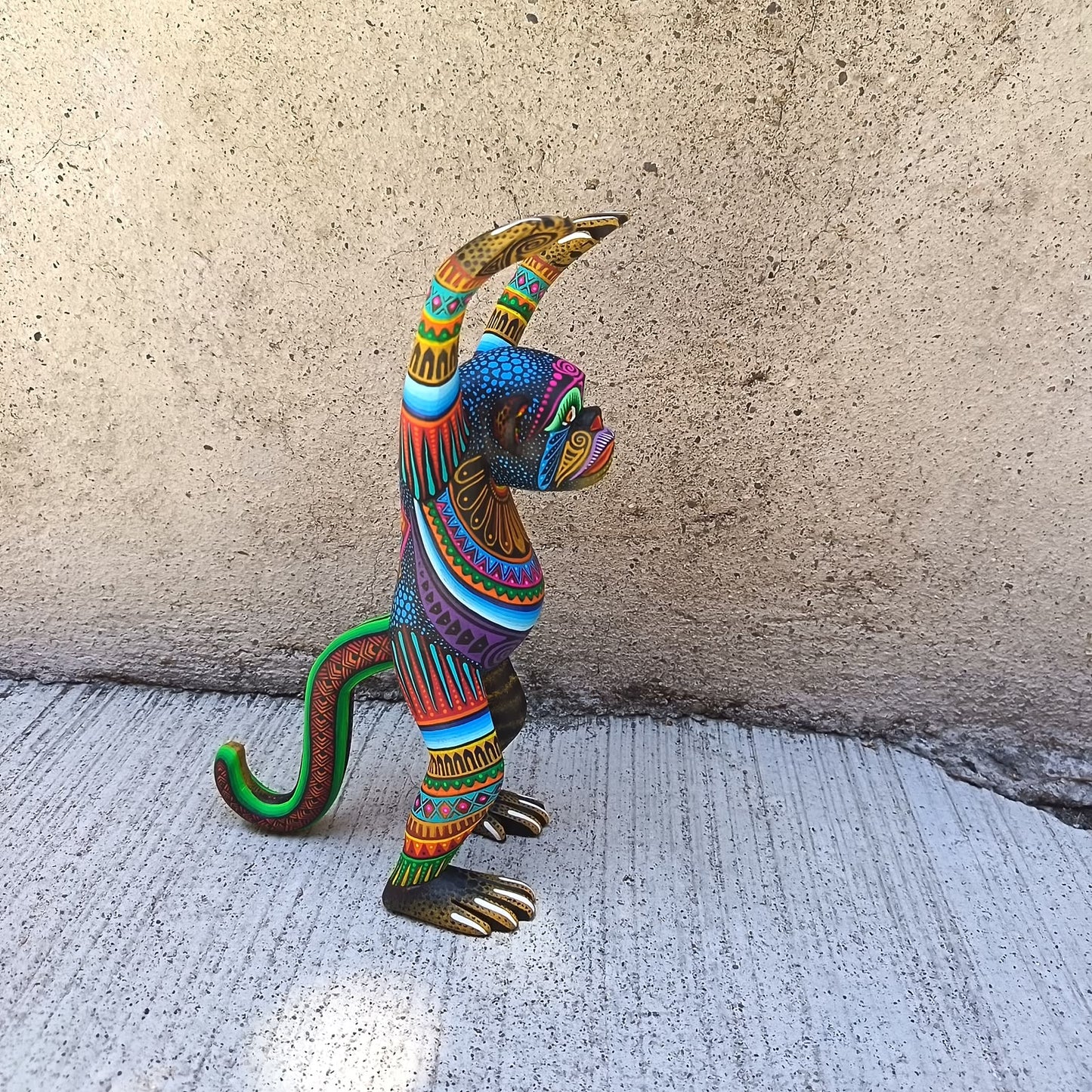 Mexican Oaxacan Wood Carving Monkey By Julia Fuentes PP9487