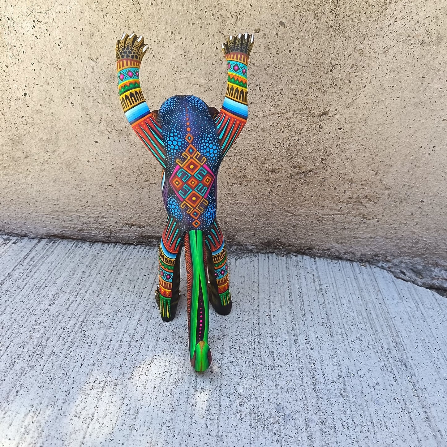Mexican Oaxacan Wood Carving Monkey By Julia Fuentes PP9487