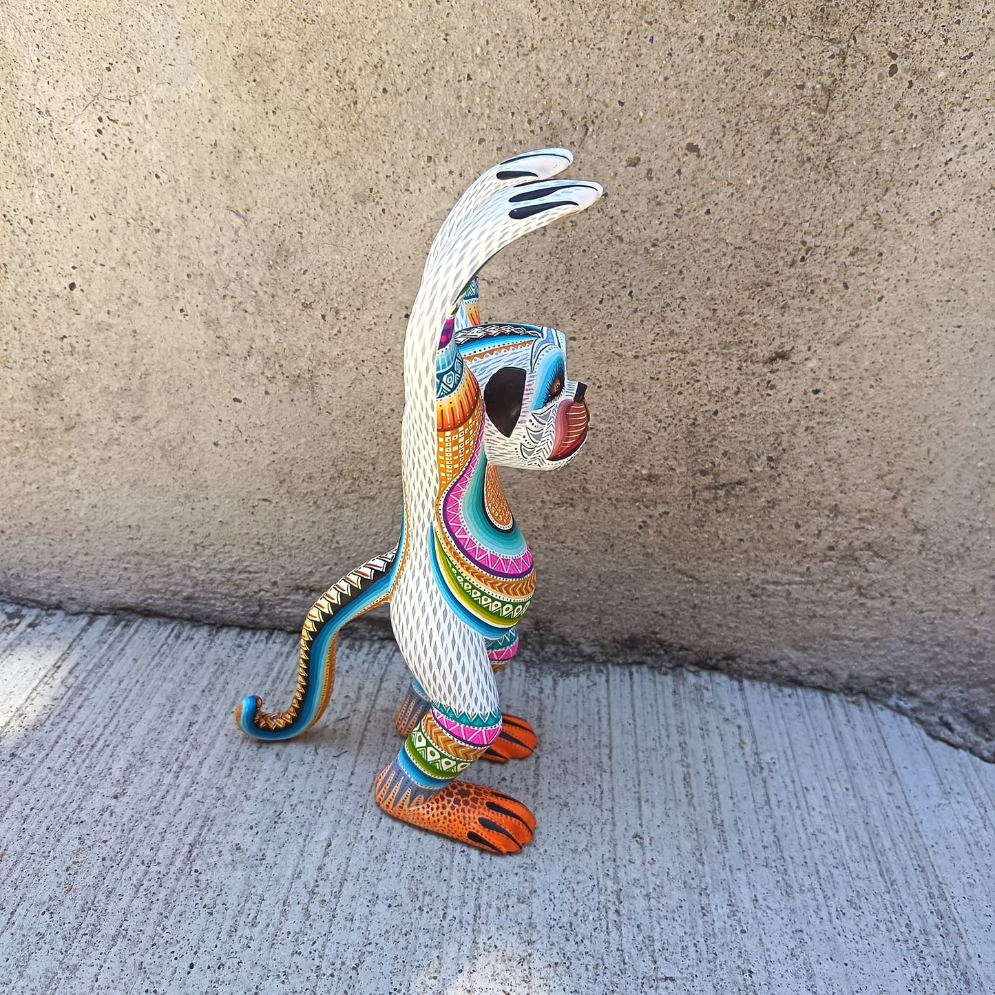 Mexican Oaxacan Wood Carving Monkey By Julia Fuentes PP9488