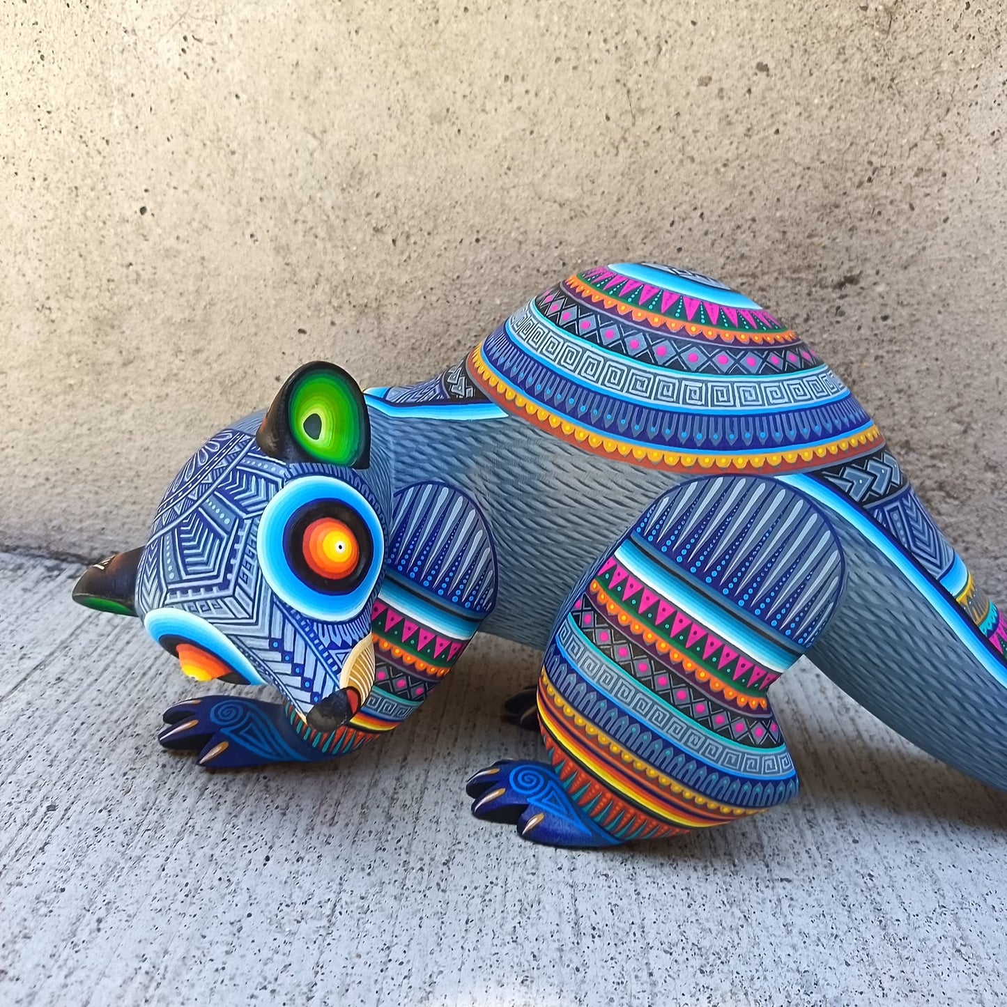 Mexican Oaxacan Wood Carving Opossum By Julia Fuentes PP9489