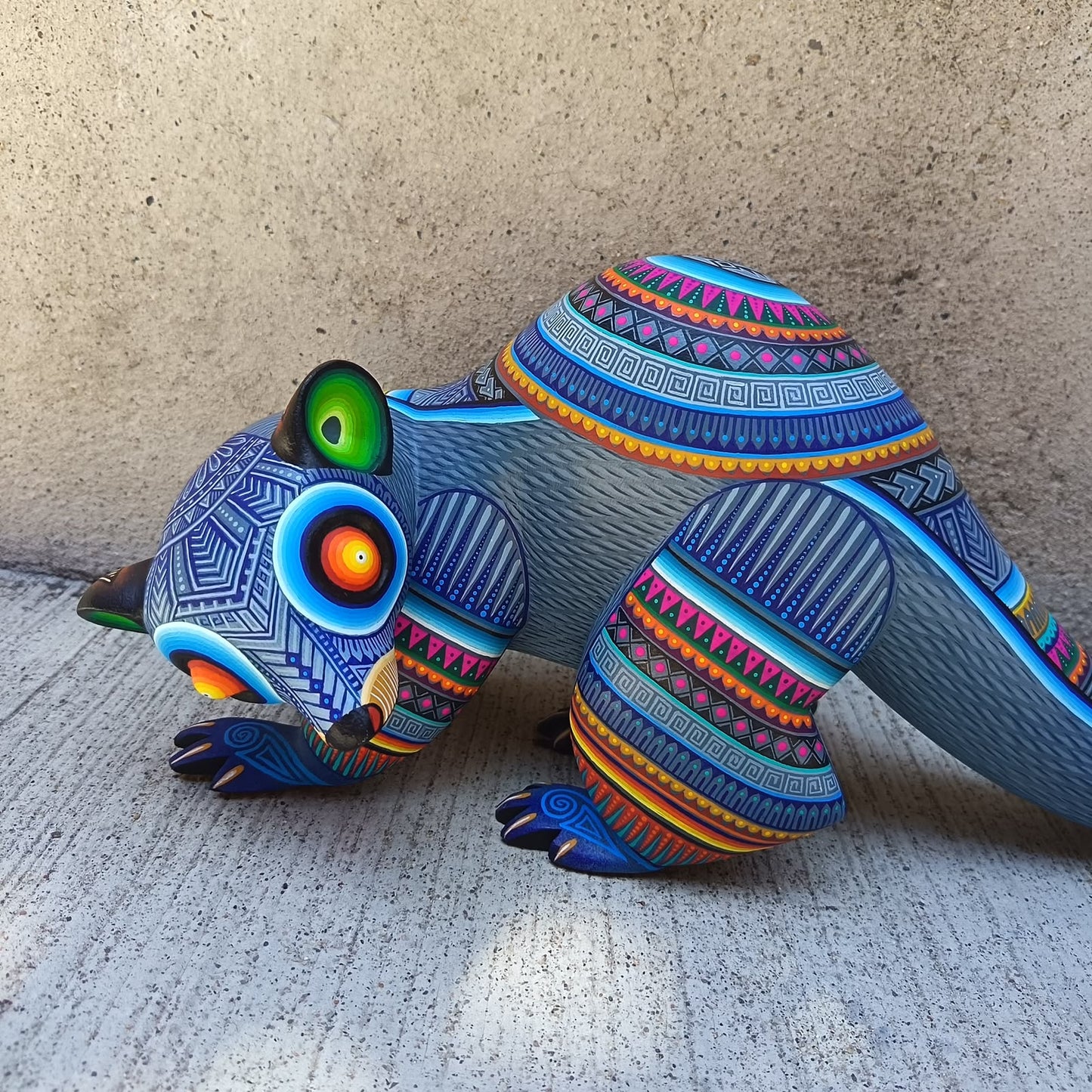 Mexican Oaxacan Wood Carving Opossum By Julia Fuentes PP9489