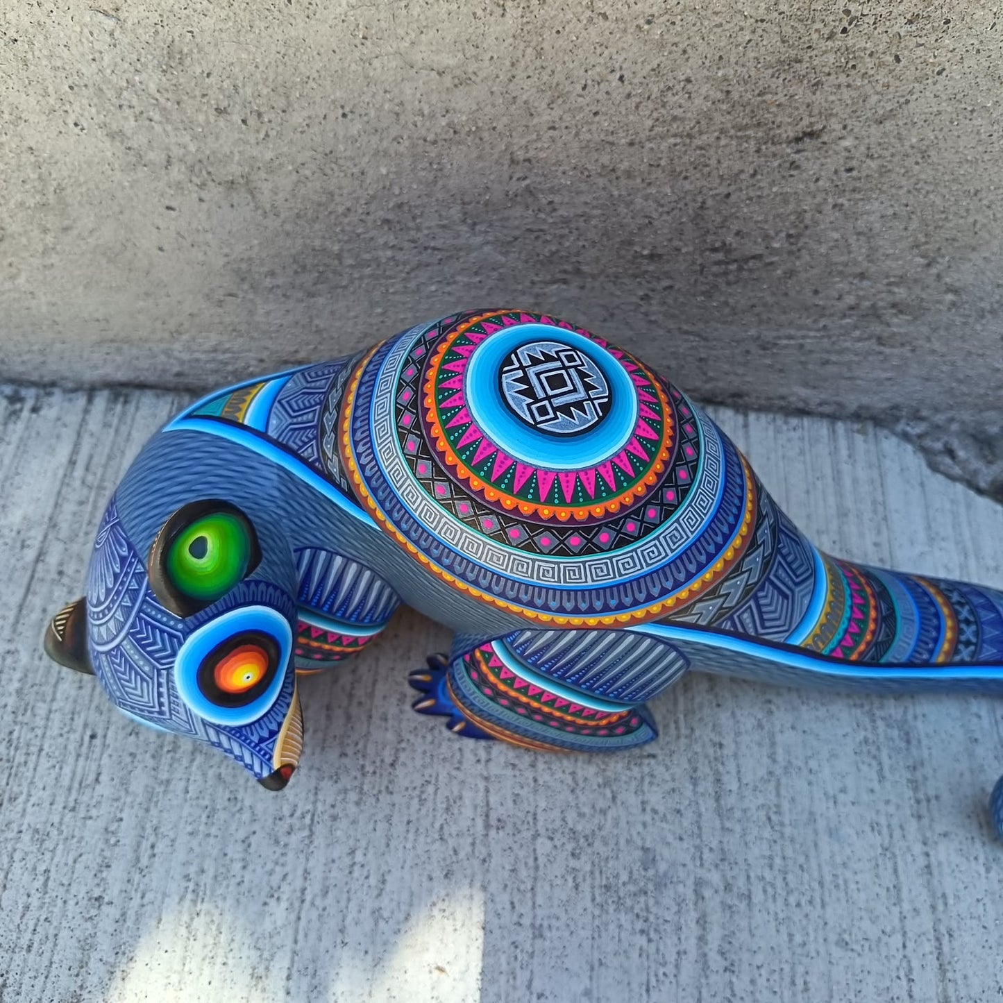 Mexican Oaxacan Wood Carving Opossum By Julia Fuentes PP9489
