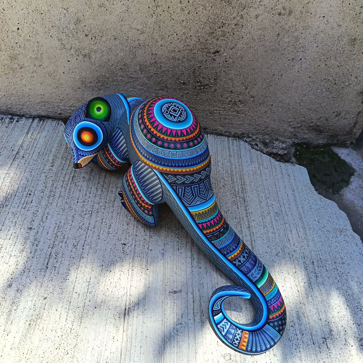 Mexican Oaxacan Wood Carving Opossum By Julia Fuentes PP9489