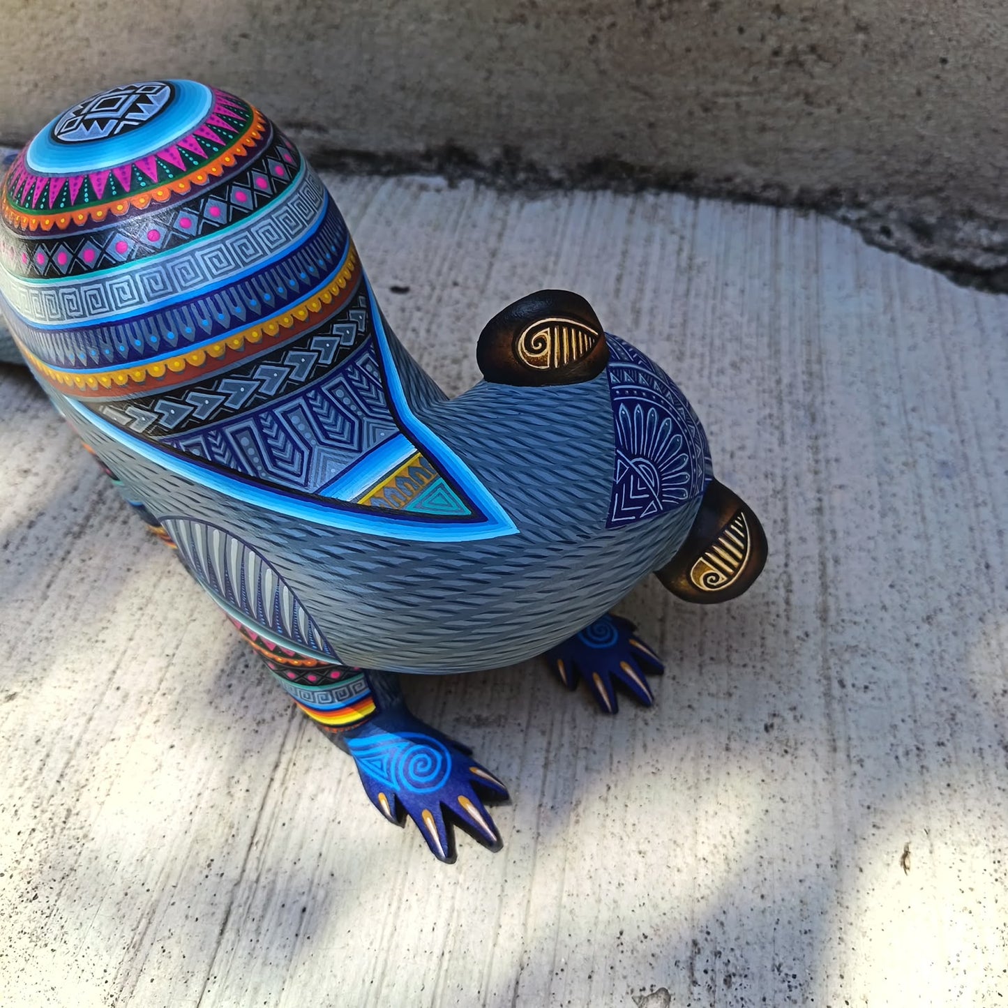 Mexican Oaxacan Wood Carving Opossum By Julia Fuentes PP9489