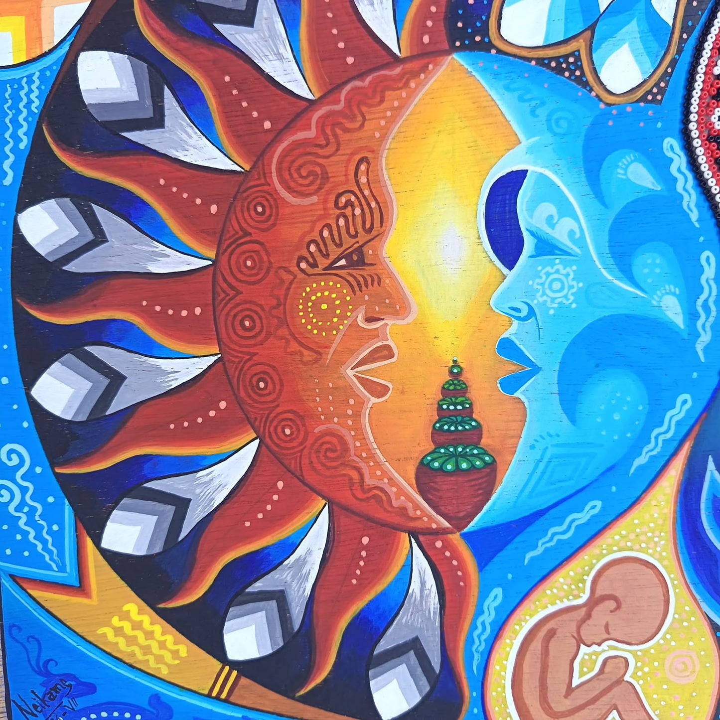 Huichol Mexican Folk Art Yarn Painting by Neikame PP9490