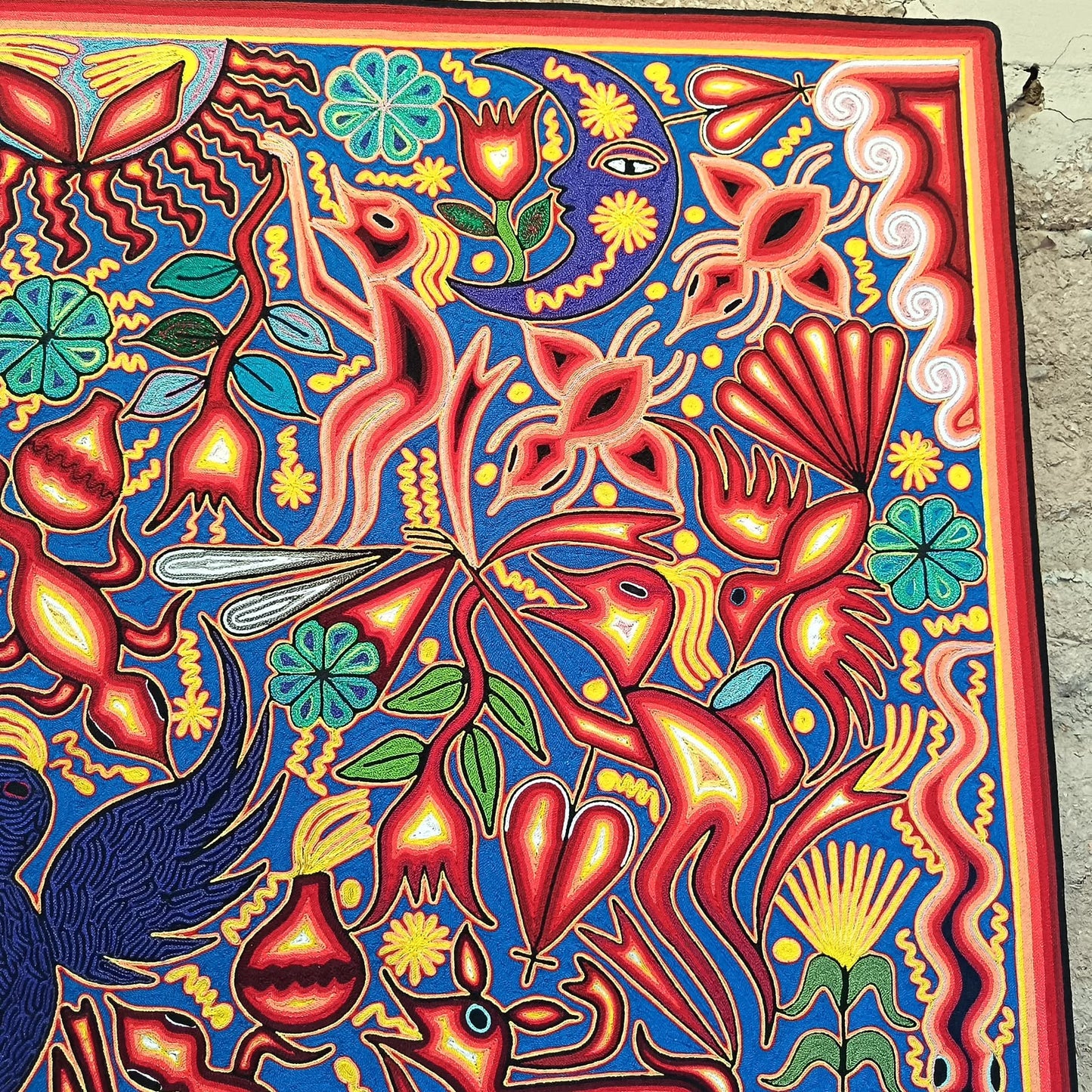 Mexican Folk Art Huichol Yarn Painting by Cooperativa Zitacua PP9482