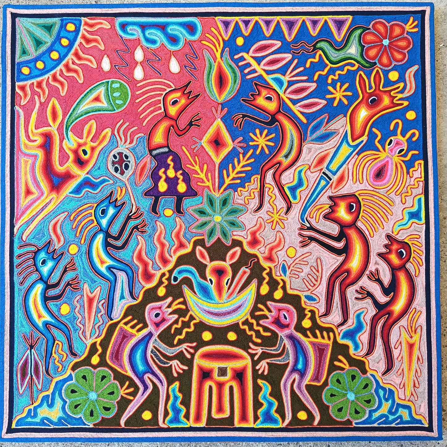 Huichol Yarn Painting Mexican Folk Art By Hilaria Chavez Carrillo PP9483