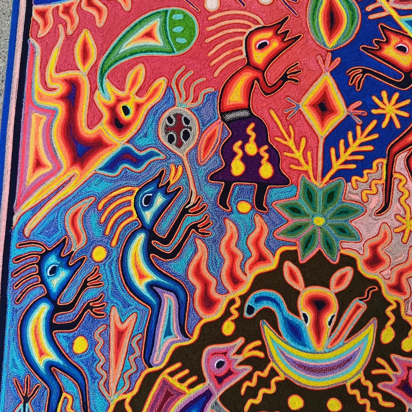 Huichol Yarn Painting Mexican Folk Art By Hilaria Chavez Carrillo PP9483