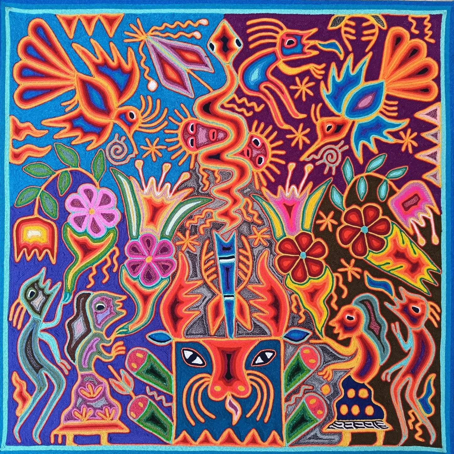 Huichol Yarn Painting Mexican Folk Art By Hilaria Chavez Carrillo PP9484
