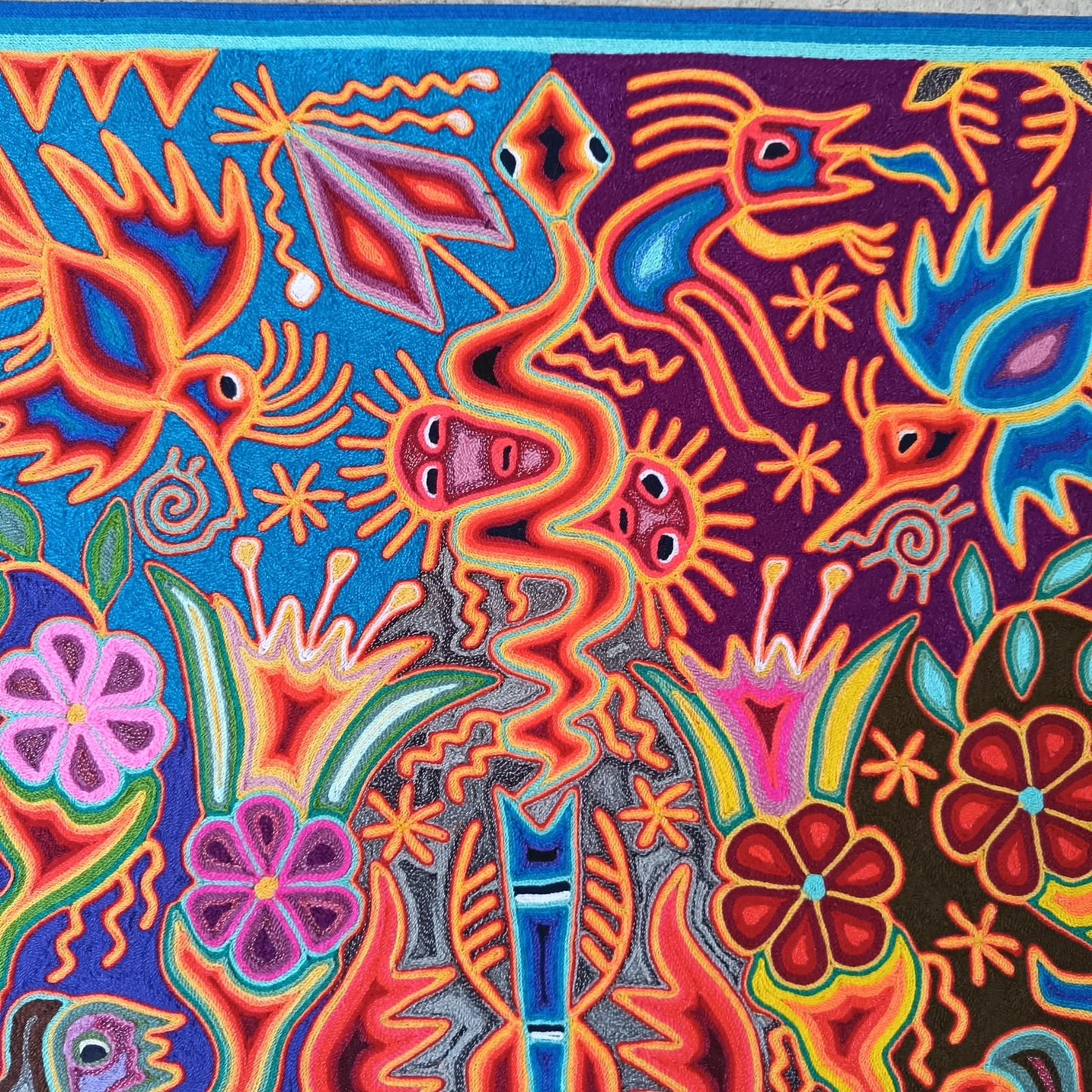 Huichol Yarn Painting Mexican Folk Art By Hilaria Chavez Carrillo PP9484