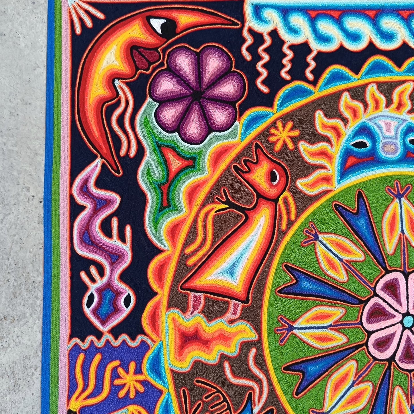 Huichol Yarn Painting Mexican Folk Art By Hilaria Chavez Carrillo PP9485