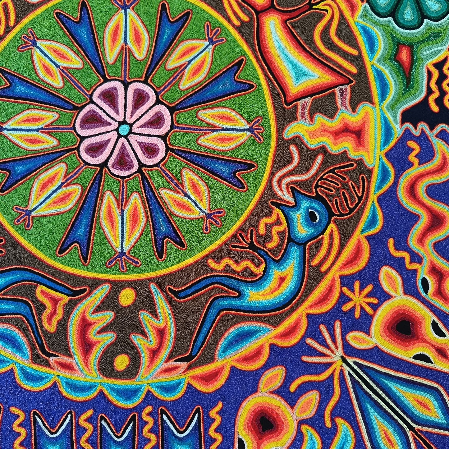 Huichol Yarn Painting Mexican Folk Art By Hilaria Chavez Carrillo PP9485
