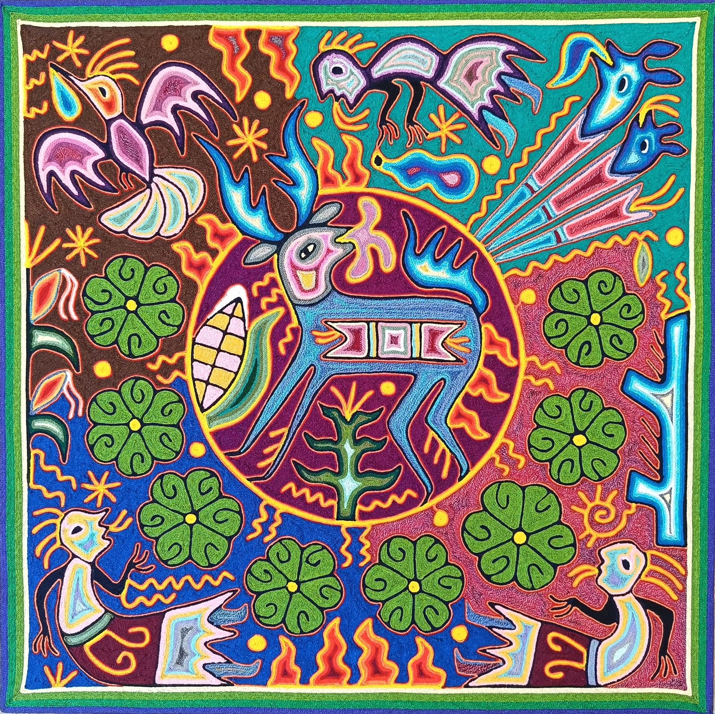Huichol Yarn Painting Mexican Folk Art By Hilaria Chavez Carrillo PP9486