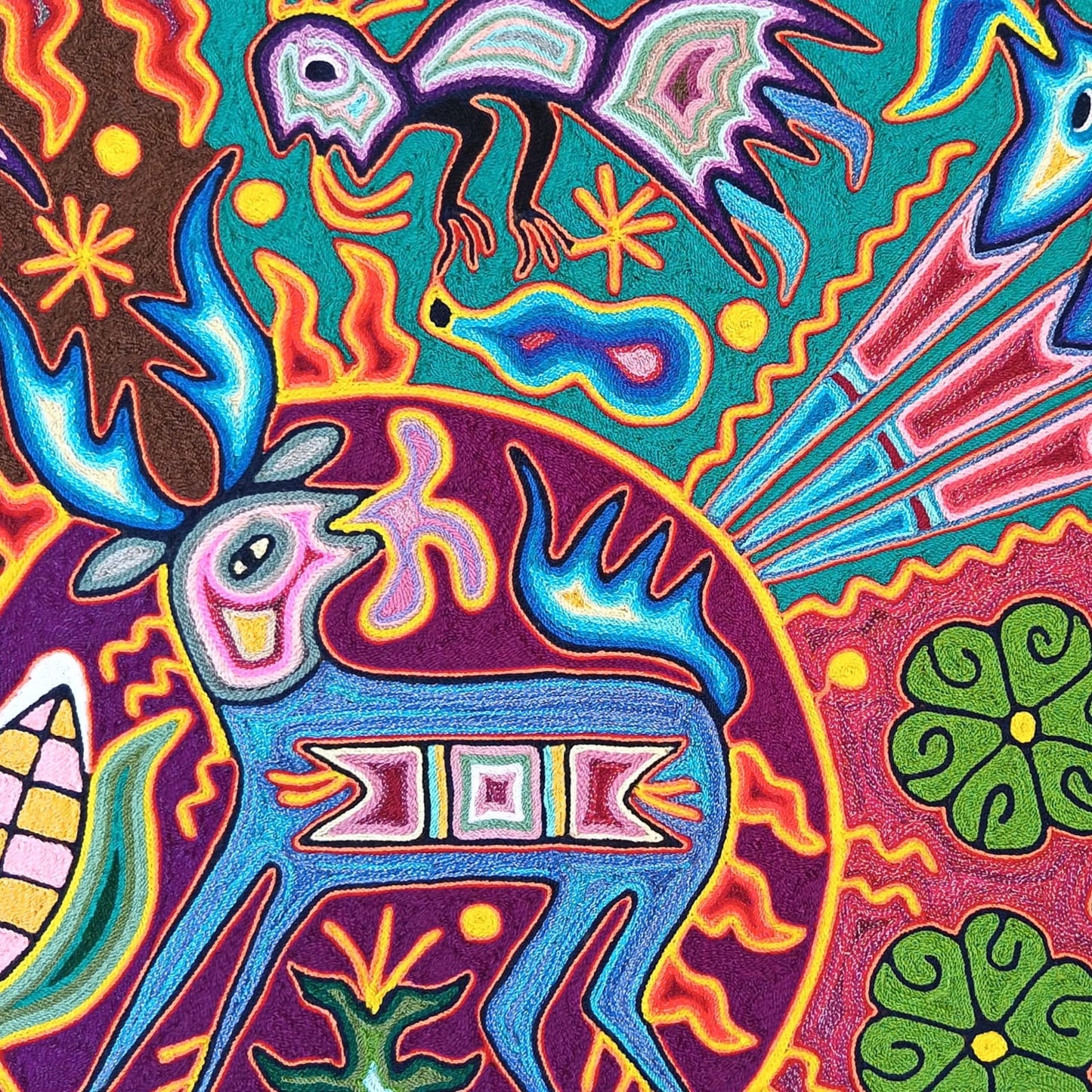 Huichol Yarn Painting Mexican Folk Art By Hilaria Chavez Carrillo PP9486