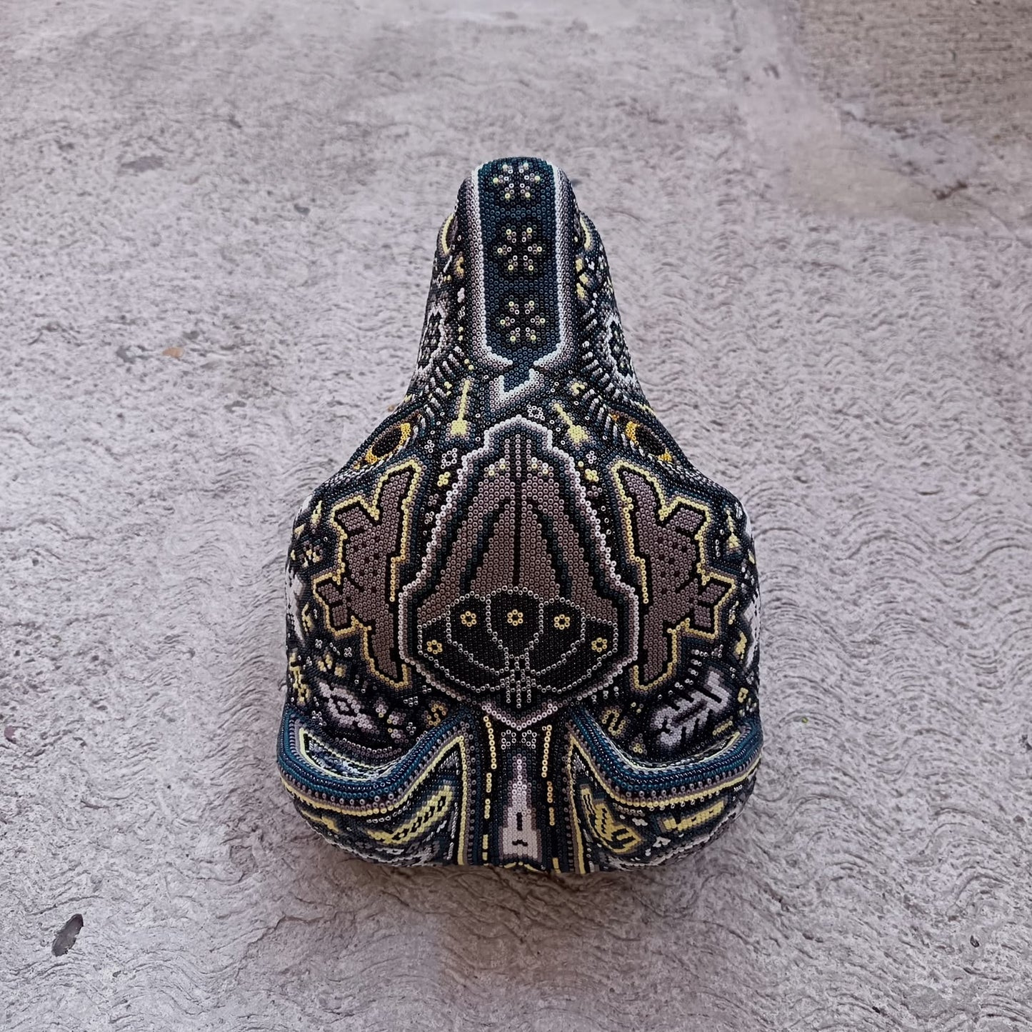 Huichol Mexican Hand Beaded Wolf Head By Isandro Villa Lopez PP9507