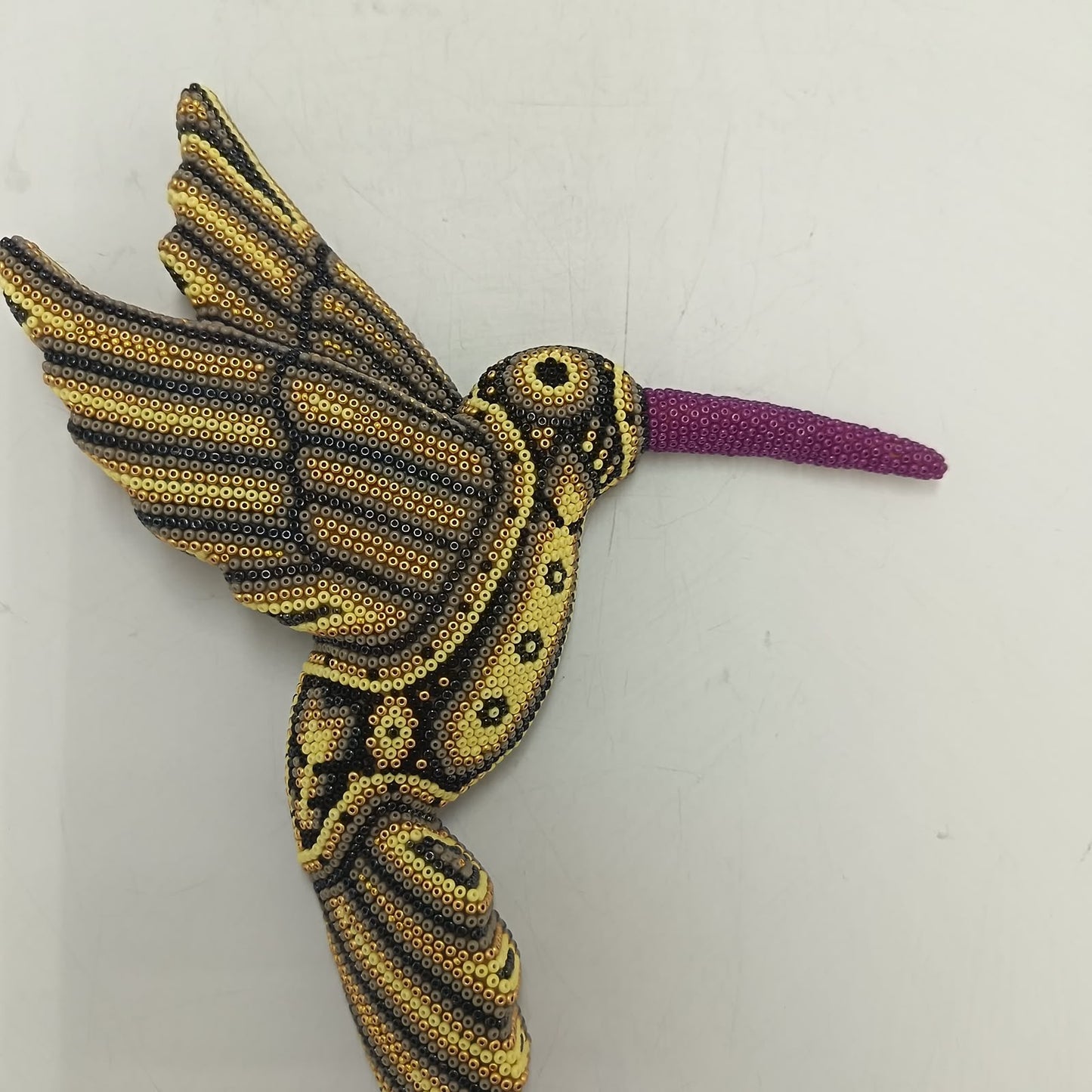 Mexican Huichol Hand Beaded Hummingbird By Isandro Villa Lopez PP9499