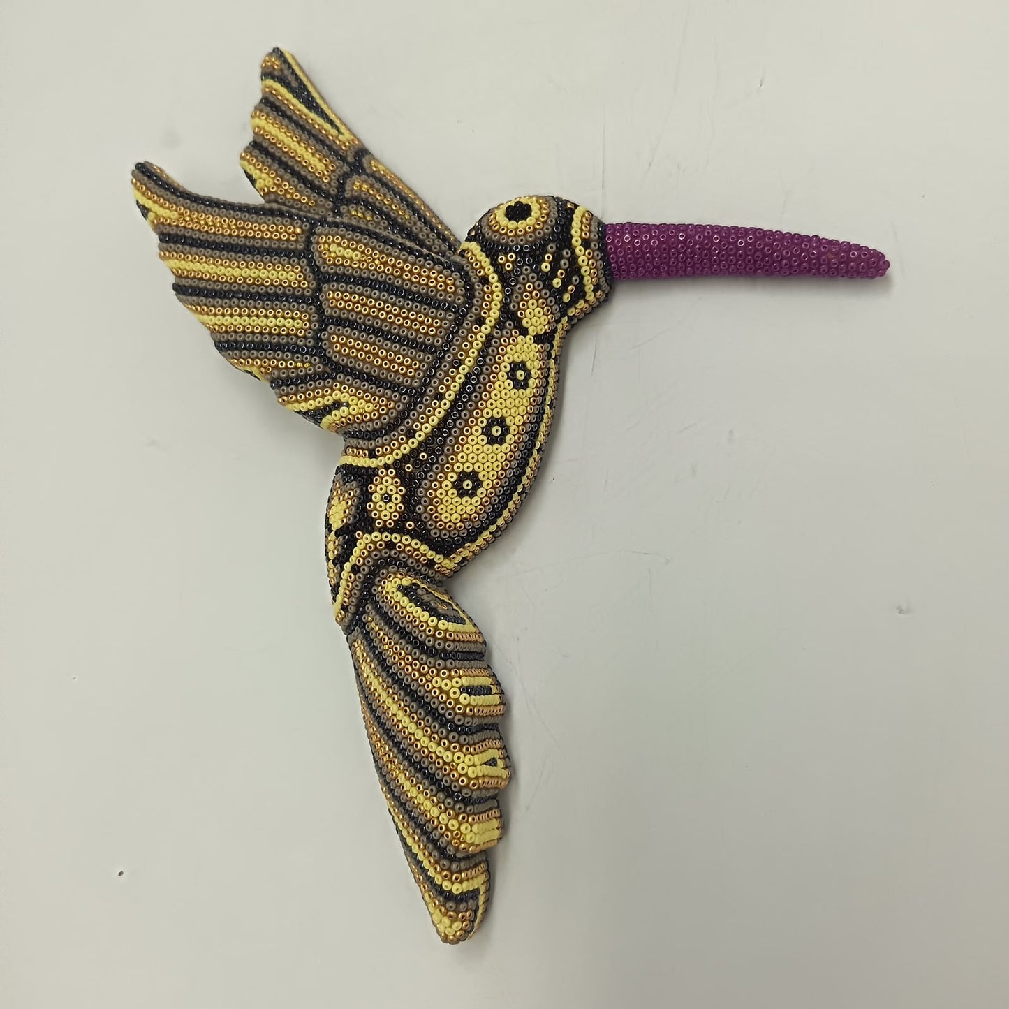 Mexican Huichol Hand Beaded Hummingbird By Isandro Villa Lopez PP9499