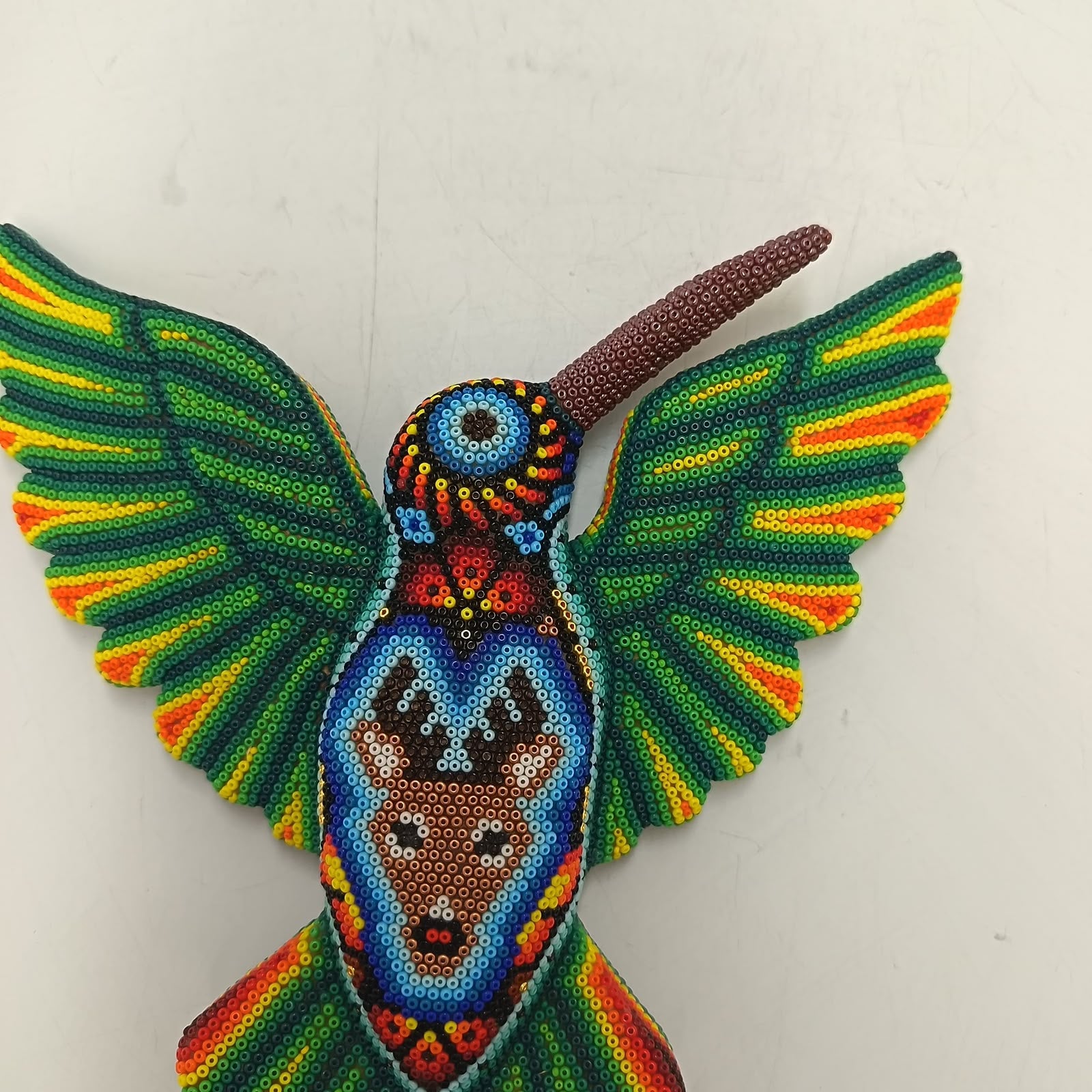 Mexican Huichol Hand Beaded Hummingbird By Isandro Villa Lopez