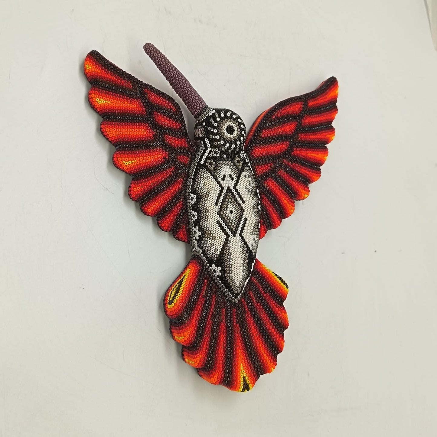 Mexican Huichol Hand Beaded Hummingbird By Isandro Villa Lopez PP9512
