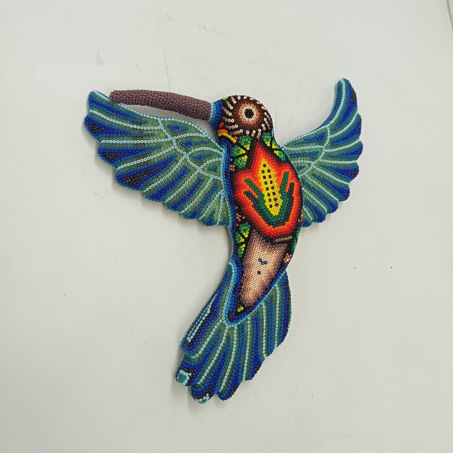 Mexican Huichol Hand Beaded Hummingbird By Isandro Villa Lopez PP9513