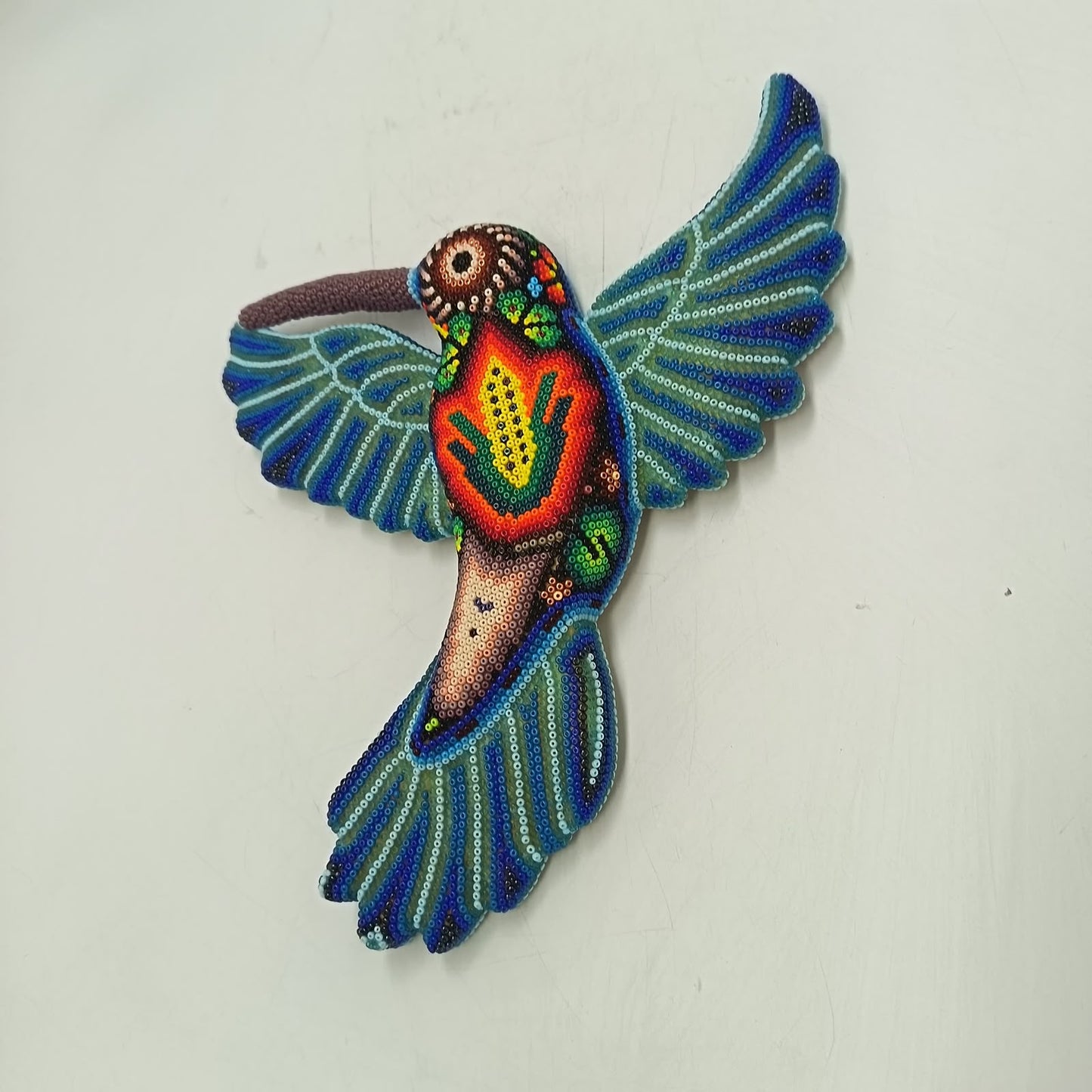 Mexican Huichol Hand Beaded Hummingbird By Isandro Villa Lopez PP9513