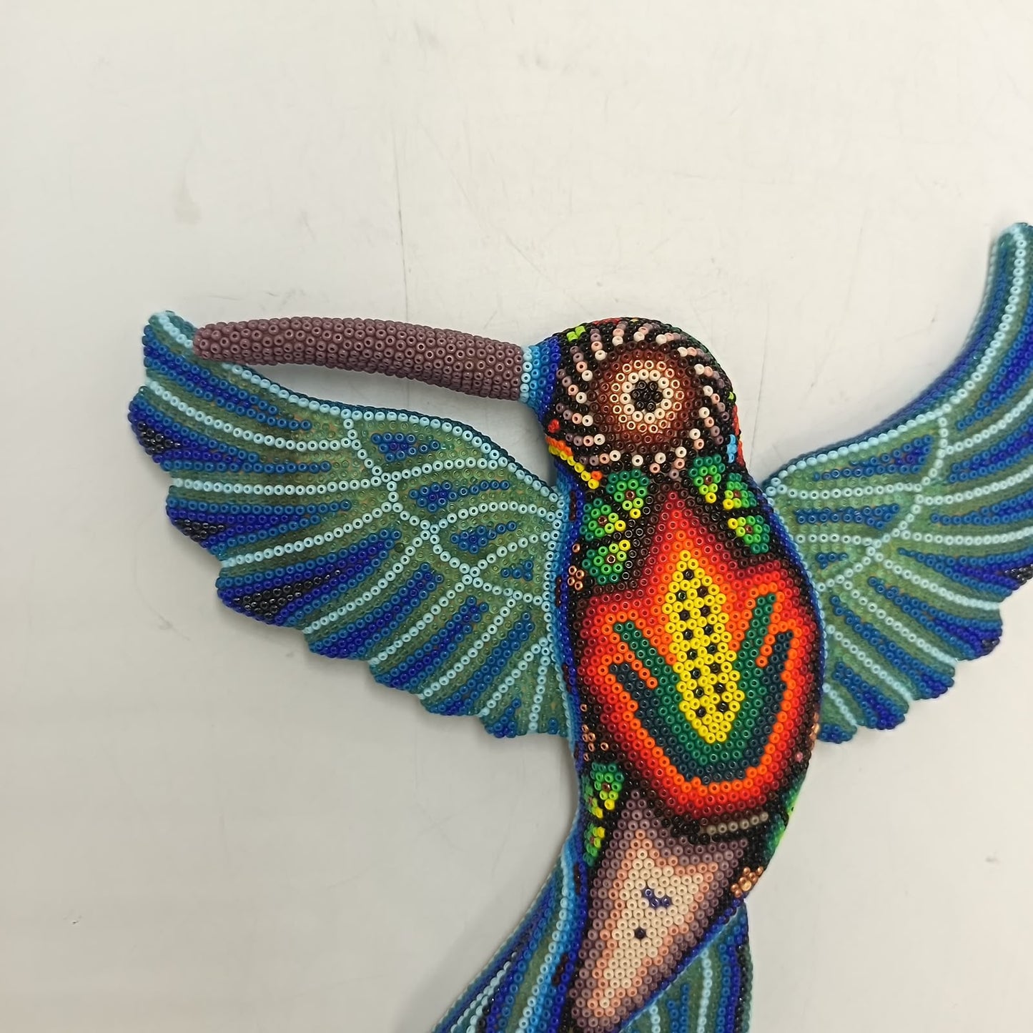 Mexican Huichol Hand Beaded Hummingbird By Isandro Villa Lopez PP9513