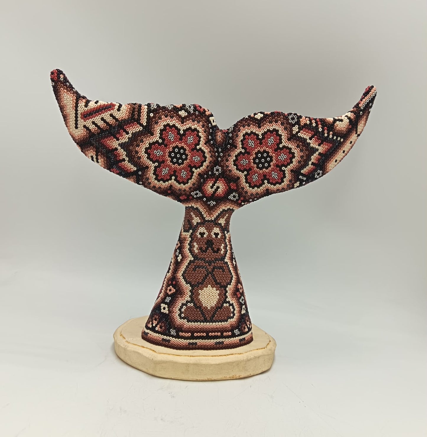 Mexican Huichol Hand Beaded Whale Tail By Isandro Villa Lopez PP9503