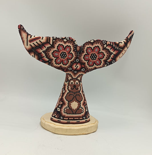 Mexican Huichol Hand Beaded Whale Tail By Isandro Villa Lopez PP9503