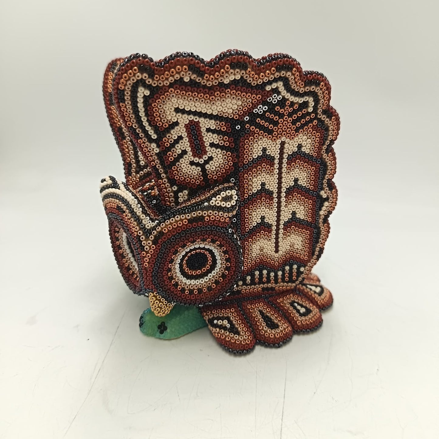 Mexican Huichol Hand Beaded Owl By Isandro Villa Lopez PP9504