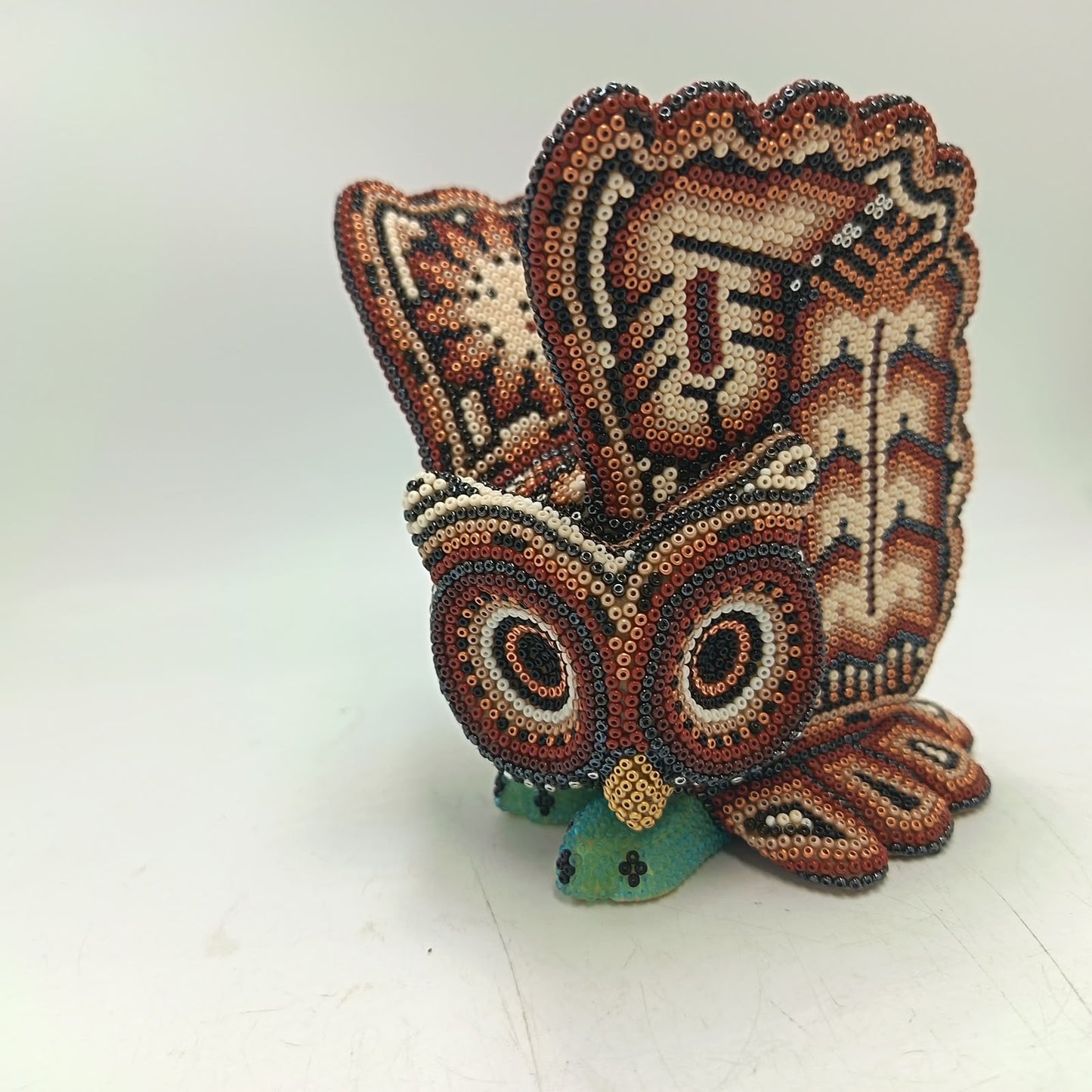 Mexican Huichol Hand Beaded Owl By Isandro Villa Lopez PP9504