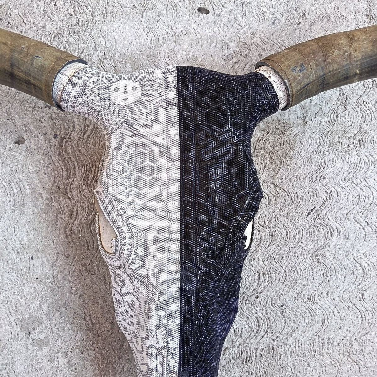 Huichol Indian Hand Beaded Bull Skull By Santos Bautista PP9516