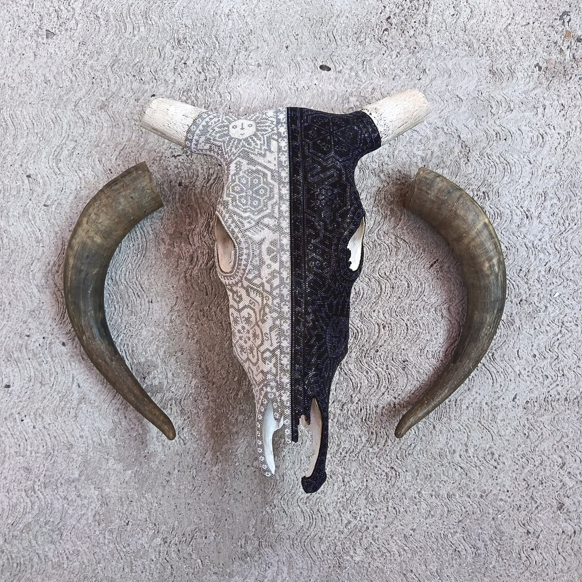 Huichol Indian Hand Beaded Bull Skull By Santos Bautista PP9516