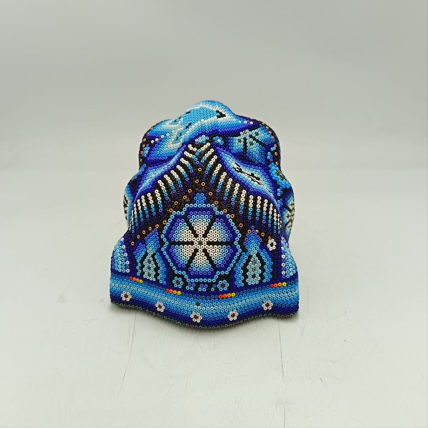 Mexican Huichol Hand Beaded Jaguar Head By Santos Bautista PP9519