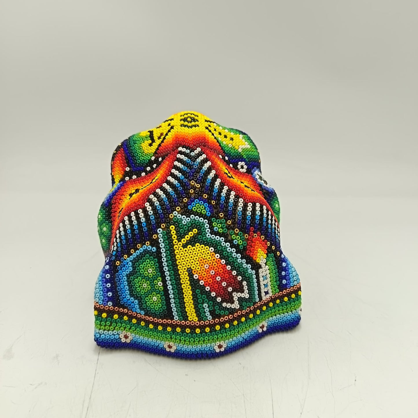 Mexican Huichol Hand Beaded Jaguar Head By Santos Bautista PP9520