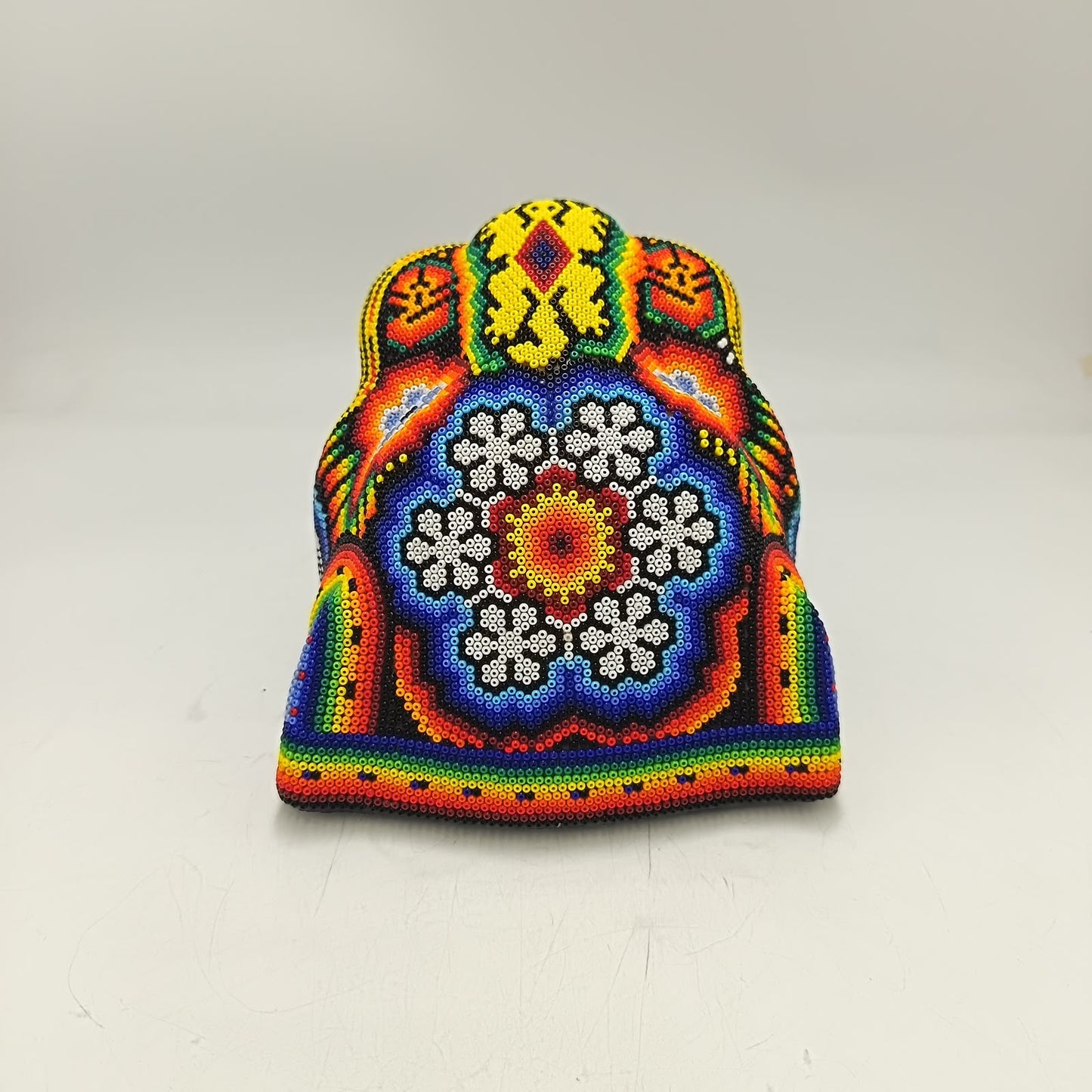 Mexican Huichol Hand Beaded Jaguar Head By Santos Bautista PP9523