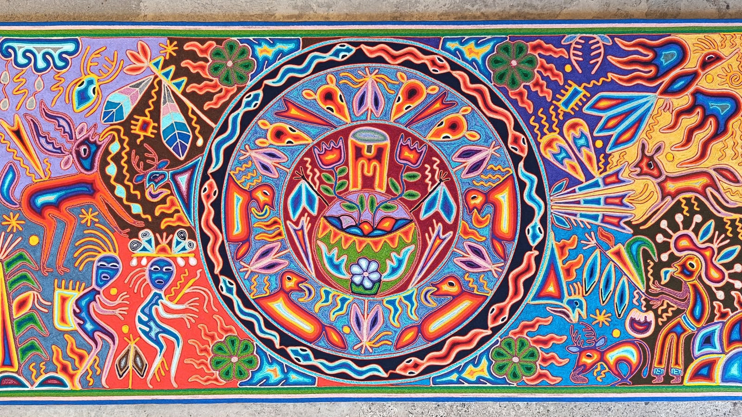 Huichol Yarn Painting Mexican Folk Art by Hilaria Chavez Carrillo PP9528