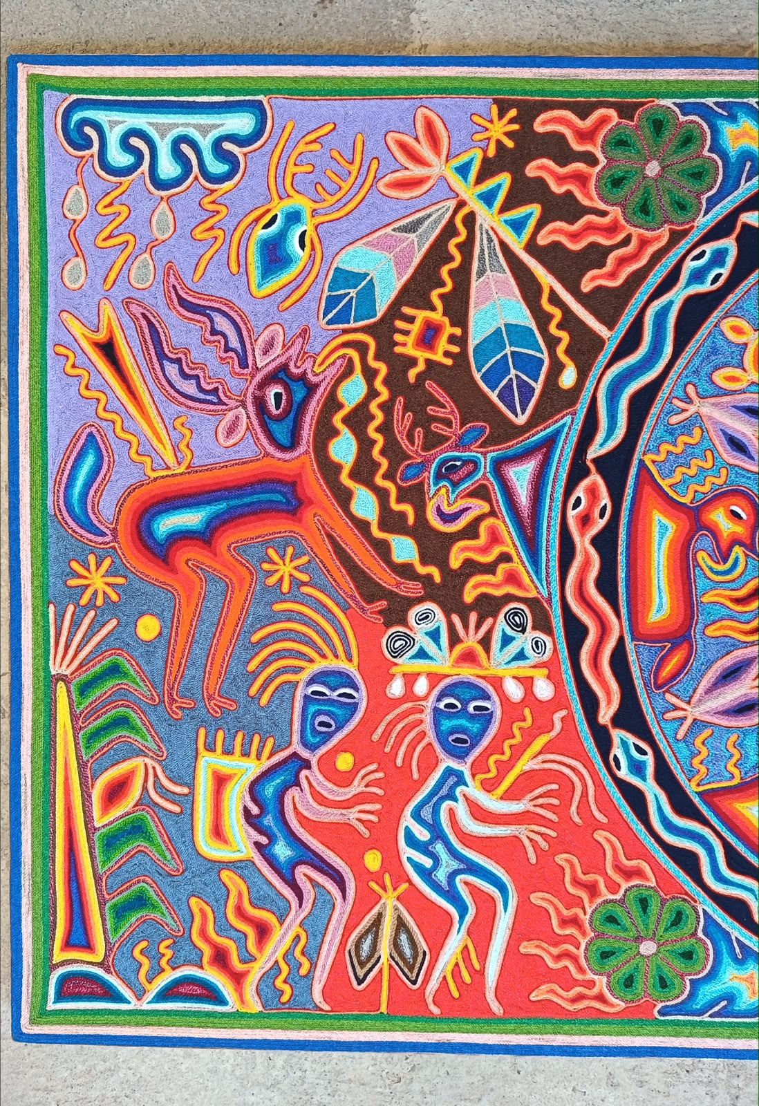 Huichol Yarn Painting Mexican Folk Art by Hilaria Chavez Carrillo PP9528