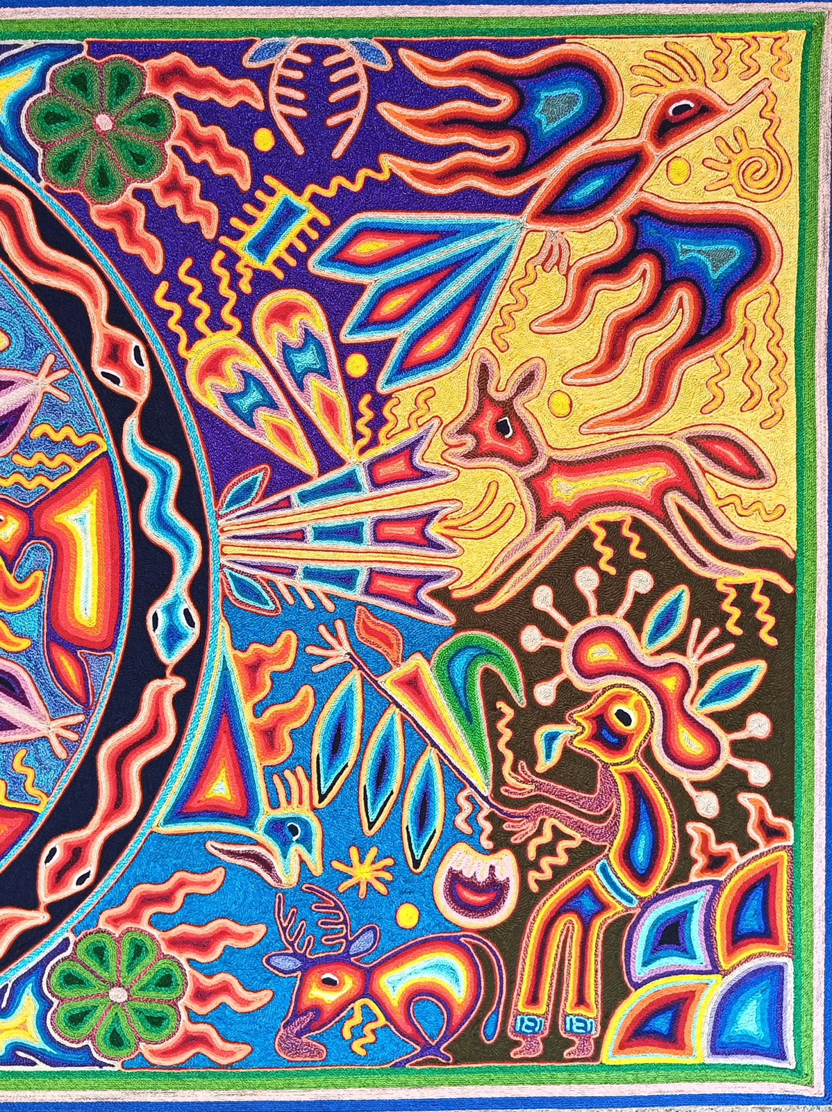 Huichol Yarn Painting Mexican Folk Art by Hilaria Chavez Carrillo PP9528