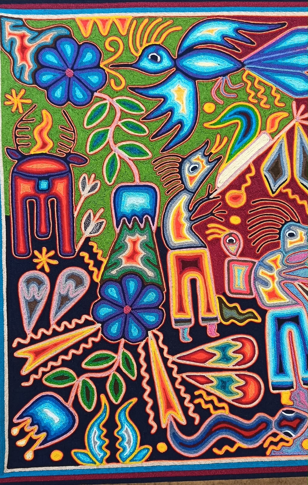 Huichol Yarn Painting Mexican Folk Art by Hilaria Chavez Carrillo PP9529