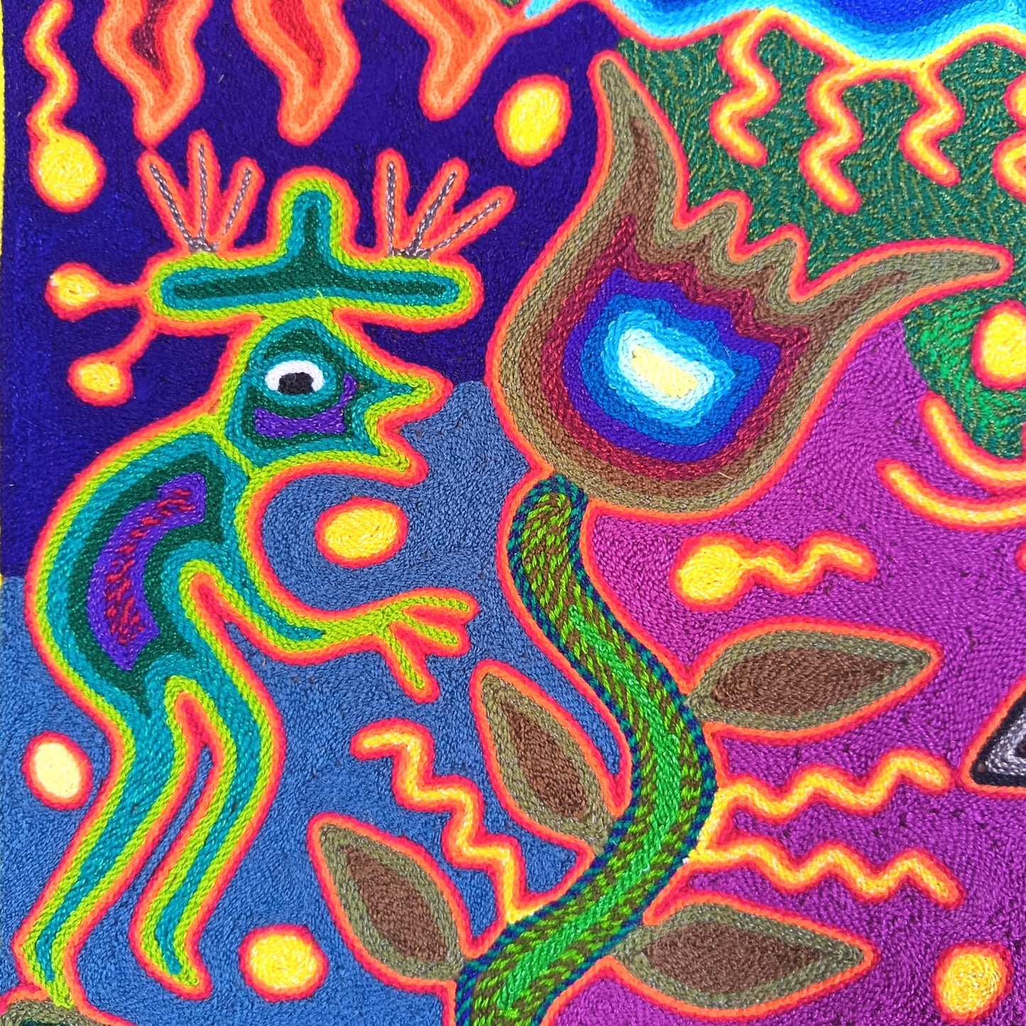 Mexican Folk Art Huichol Yarn Painting by Cooperativa Zitacua PP9530 Oaxaca