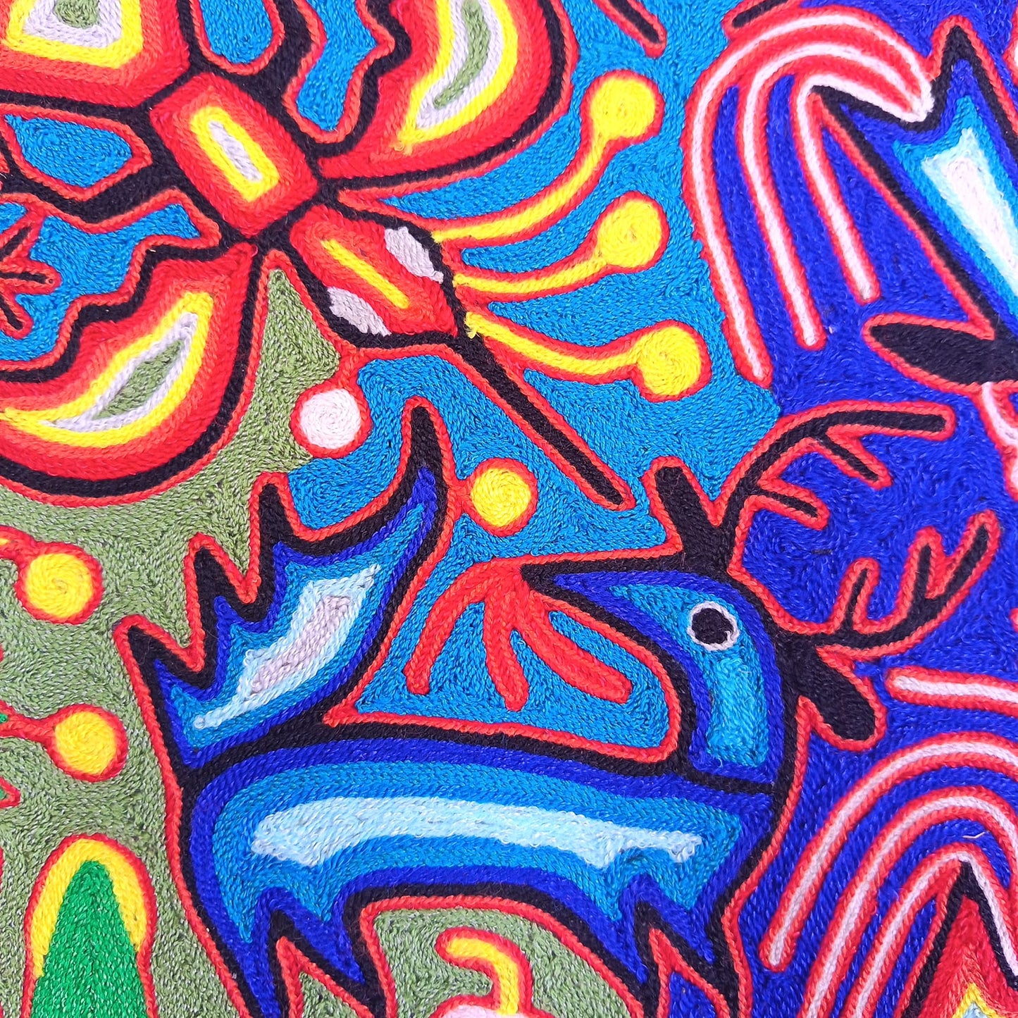 Mexican Folk Art Huichol Yarn Painting by Cooperativa Zitacua PP9531 Oaxaca