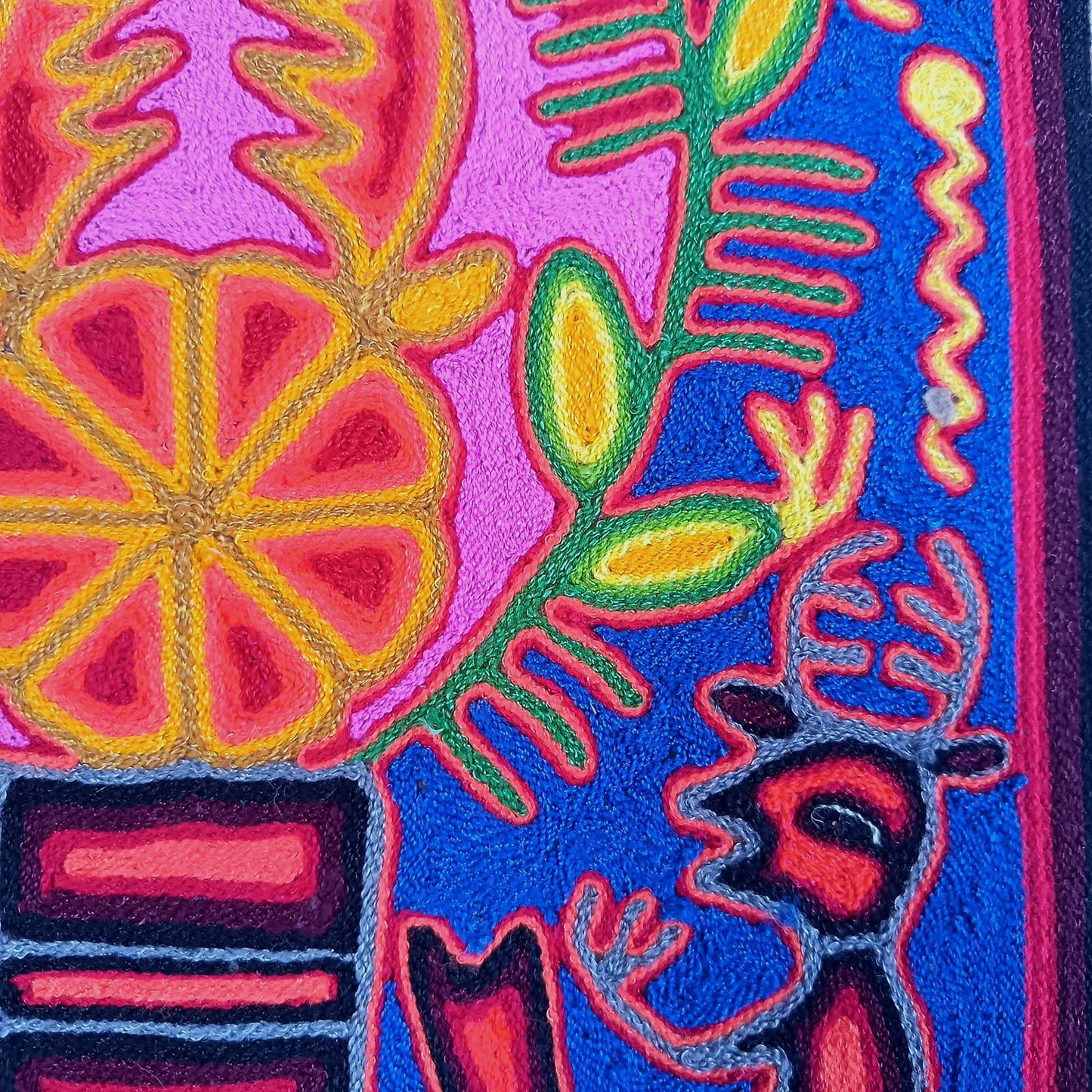 Mexican Folk Art Huichol Yarn Painting by Cooperativa Zitacua PP9535 Oaxaca