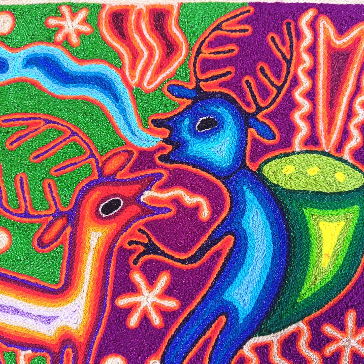 Mexican Folk Art Huichol Yarn Painting by Cooperativa Zitacua PP9538