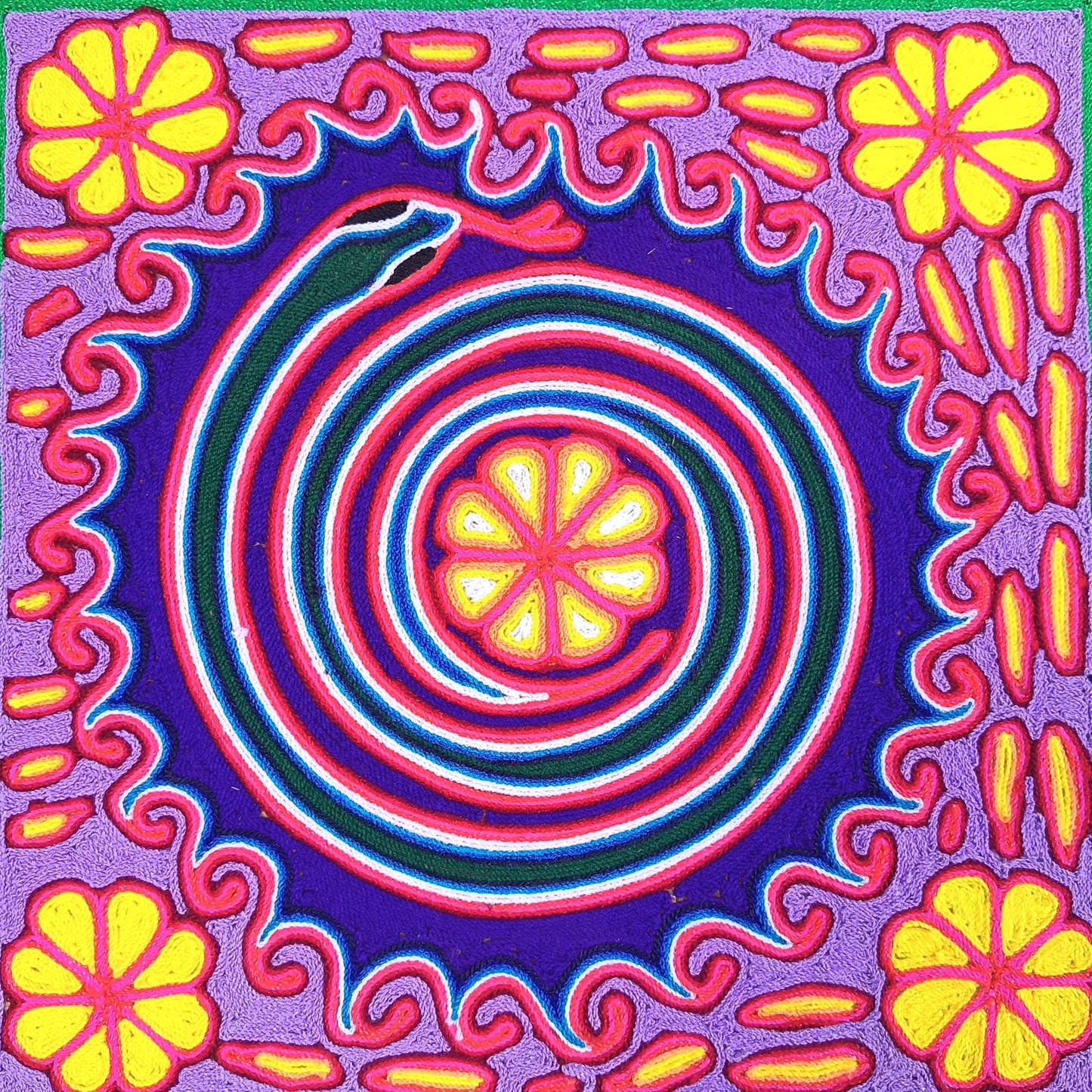 Mexican Folk Art Huichol Yarn Painting by Cooperativa Zitacua PP9539
